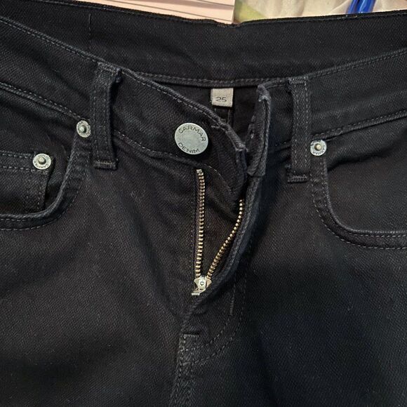 Carmar Denim Black Side Stripe/Zip Skinny Jeans sz 25 - Picture 6 of 8